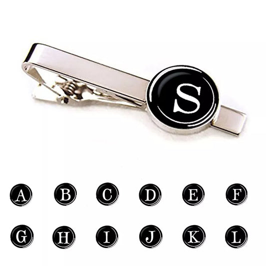 Men 26 Alphabet Letters Tie Clips Personality Name Letters Jewelry Men Necktie Clip Pin Suit Accessories
