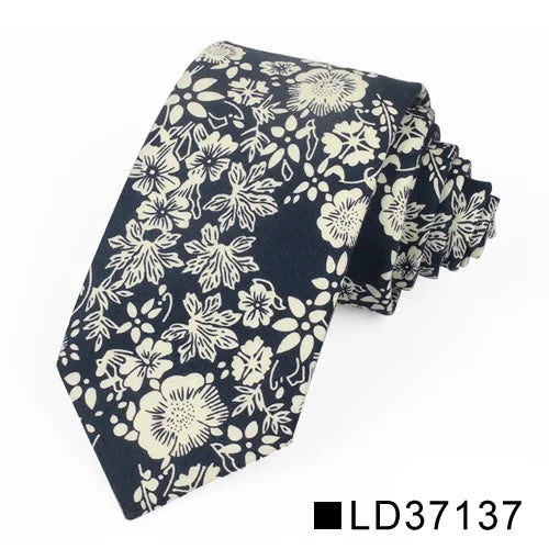 New Floral Tie for Men Women Skinny Cotton Neck Tie for Wedding Casual Mens Neckties Classic Suits Flower Print Neck Ties Cravat