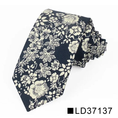 New Floral Tie for Men Women Skinny Cotton Neck Tie for Wedding Casual Mens Neckties Classic Suits Flower Print Neck Ties Cravat