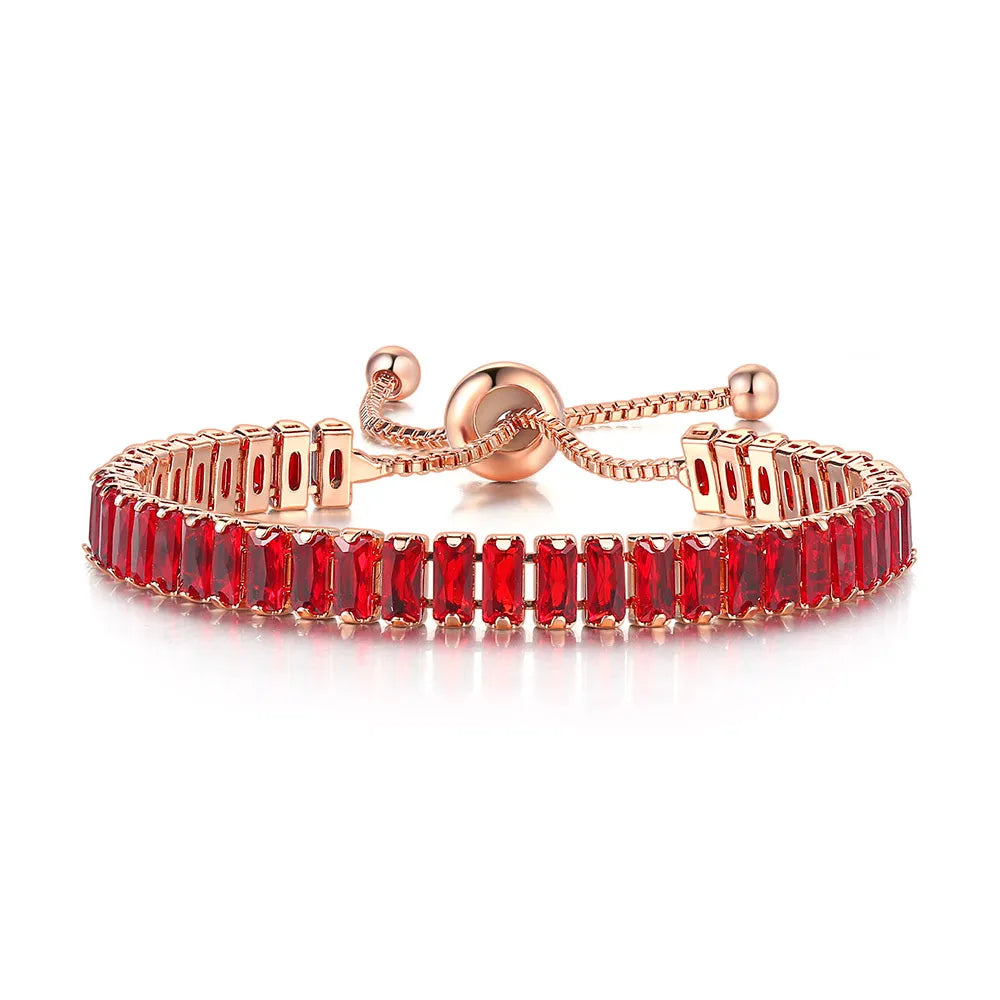 ZHOUYANG Tennis Bracelet for Woman Trendy Simple Adjustable Rose White Gold Color Bracelets Fashion Jewelry DZH009