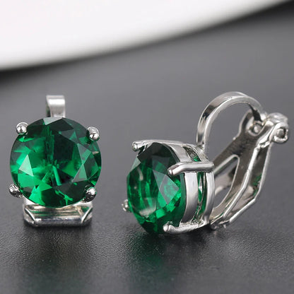 Water Drop Cubic Zirconia Clip Earrings With Elegant Blue Stone Earrings for Punk Girl Party Pendientes Mujer Moda