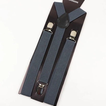 Solid Color Man's Belt Men Women Suspenders Polyester Y-Back Braces Adjustable Elastic