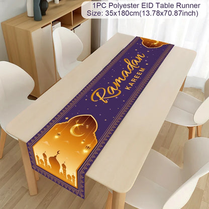 Ramadan Decoration Table Runner EID Mubarak Decor for Home Tablecloth Ramadan Kareem Islamic Muslim Party Eid Al Adha