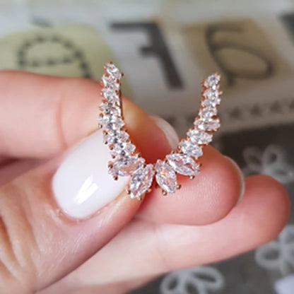 ZHOUYANG Stud Earrings for Women  Delicate Feather & Leaf Shaped Gold Color-Colour Party Daily Jewelry KAE060