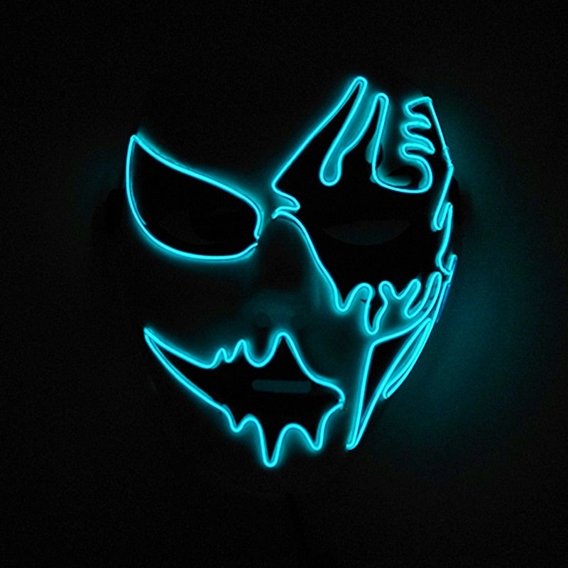Neon Light LED Mask LED Halloween Scary Mask Cosplay Party Masque Masquerade Masks Halloween Costume Carnival Glow Party Props