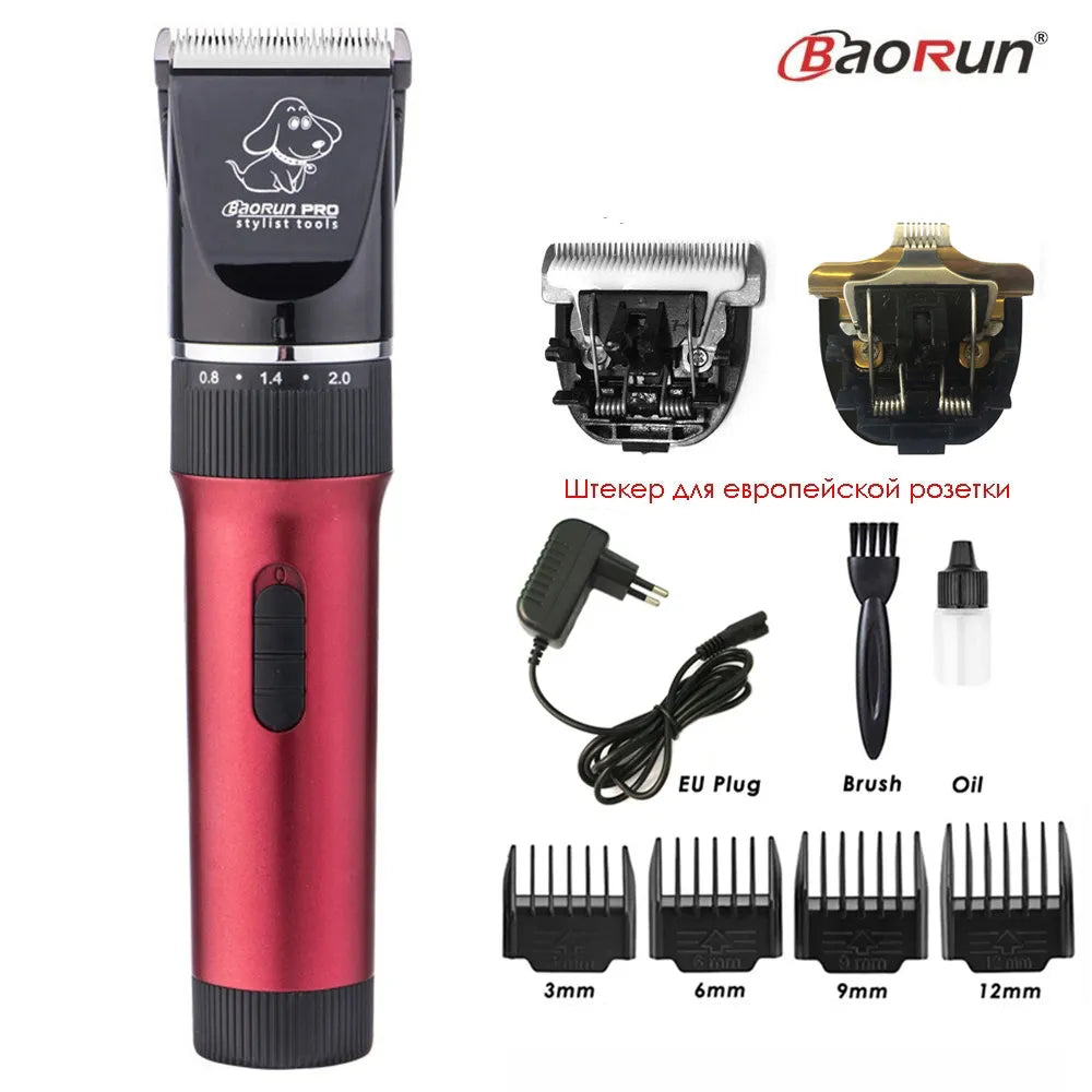 BaoRun P6 Professional Dog Hair Trimmer Rechargeable Pet Cat Grooming Clipper Shaver Low-Noise Electric Cutters Haircut Machine