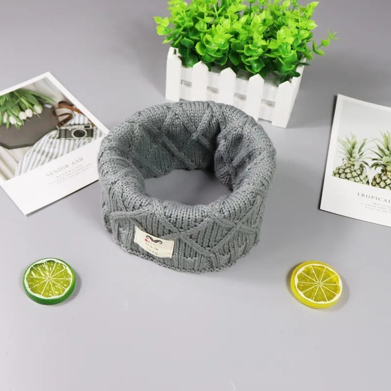 JAMONT Cute Cotton Winter Baby Neck Ring Scarf LICs Children's Girls Boys Knitted Wool O-Scarves for Kids Solid Warm Snood Braga