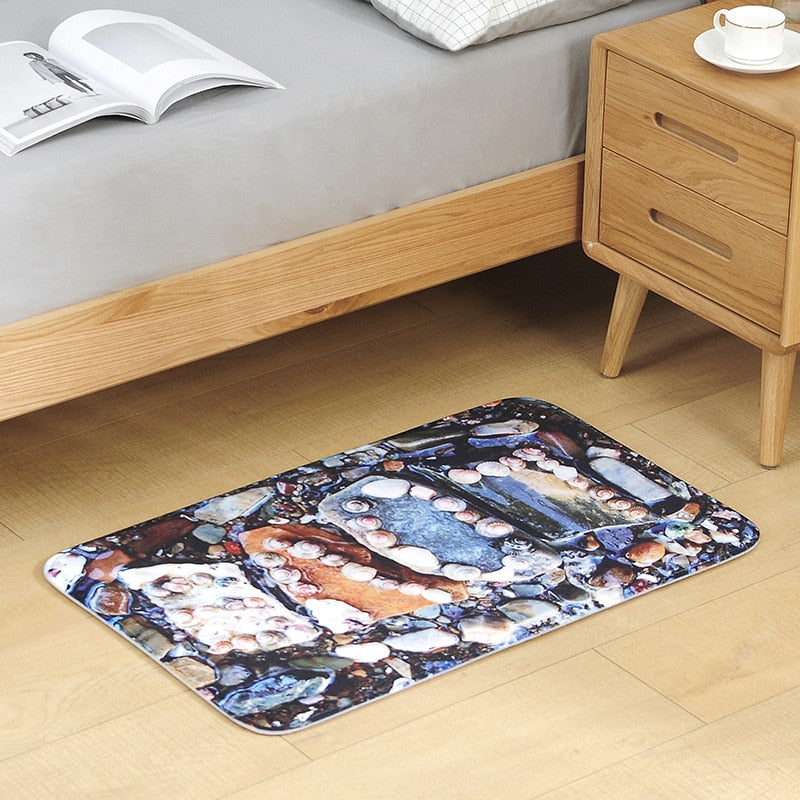 Colorful Stones Bath Mat Set Thicken Flannel Bathroom Carpets Toilet Rugs WC Room Floor Pads Tapis Salle De Bain 45*75 45*120cm