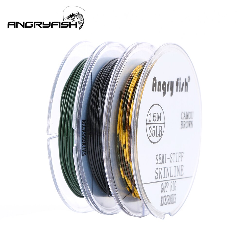 Angryfish 15m Carp Fishing Line Coated Hook Link 15LB 25LB 35LB