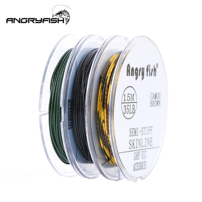 Angryfish 15m Carp Fishing Line Coated Hook Link 15LB 25LB 35LB