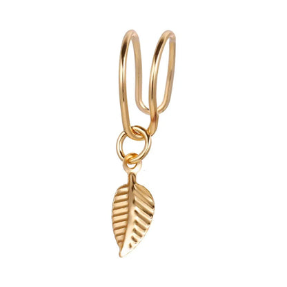 5Pcs/Set Stainless Steel C Shape Cross Clip Ear Cuffs Leaf Ear Clip Earrings for Women No Piercing Fake Cartilage Earring