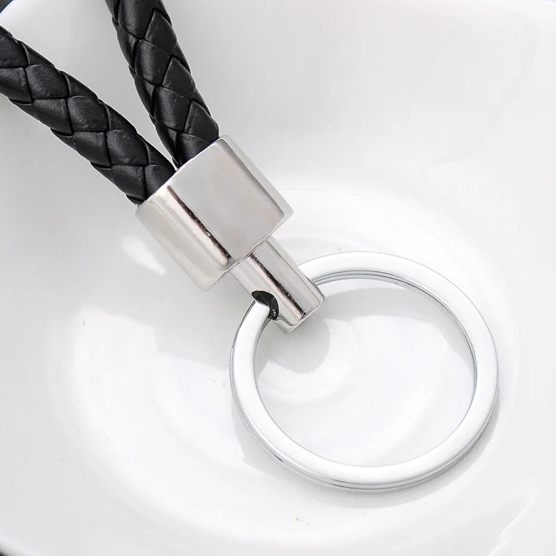 Handmade Knitted Rope Making Leather Rope Keychain for Women Men Rope for Hanging Bags Key Chain Porte Clef Chaveiro Keychains