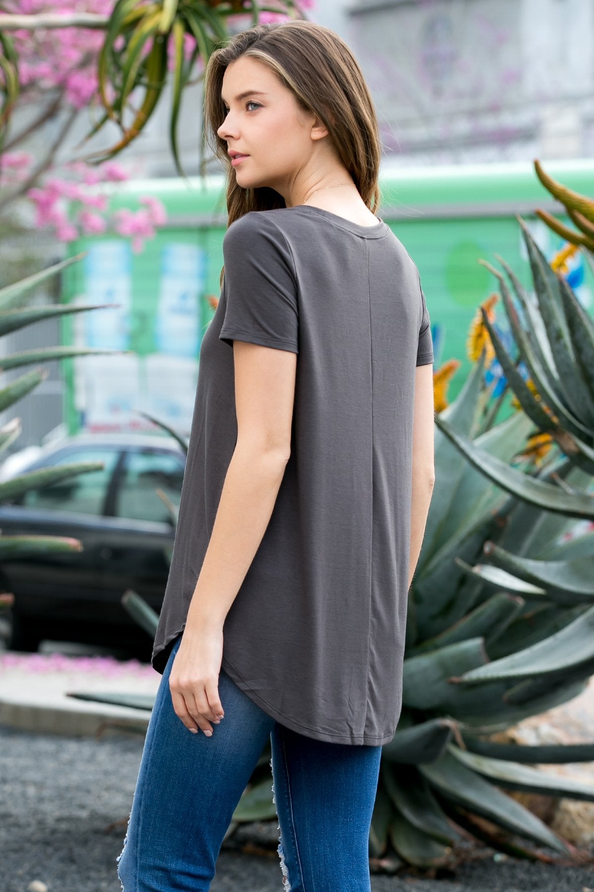 Short Sleeved Round Neck Boyfriend Tunic