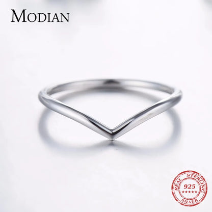 Modian 3 Style Real 925 Sterling Silver Stackable Simple Ring Clear CZ Fashion Instagram Jewelry for Women Couple Rings
