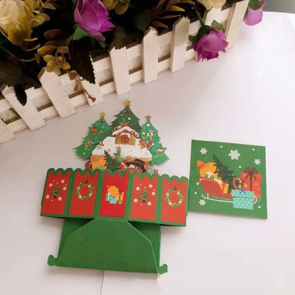 Santa Claus 3D Pops-Up Bouquet Girlfriend Swan Mermaid Merry Christmas Cards Xma