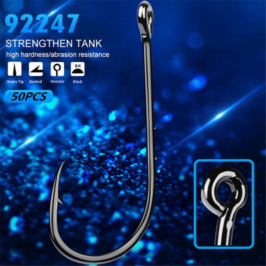 50pcs/Lot Carbon Steel Fishing Hooks 1#-6# Baitholder Black Color Jig Head Crank Barbed Hook for Soft Worm Bass Carp Fishing