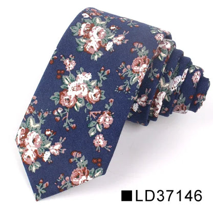 New Floral Tie for Men Women Skinny Cotton Neck Tie for Wedding Casual Mens Neckties Classic Suits Flower Print Neck Ties Cravat