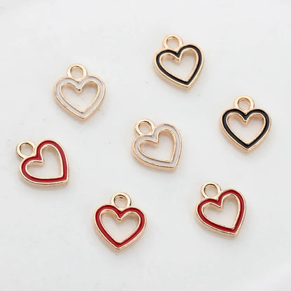 50pcs/Lot  Zinc Alloy Charms Enamel Mini Sweet Heart Hollow Charms for DIY Necklaces Bracelets Jewelry Making Accessories