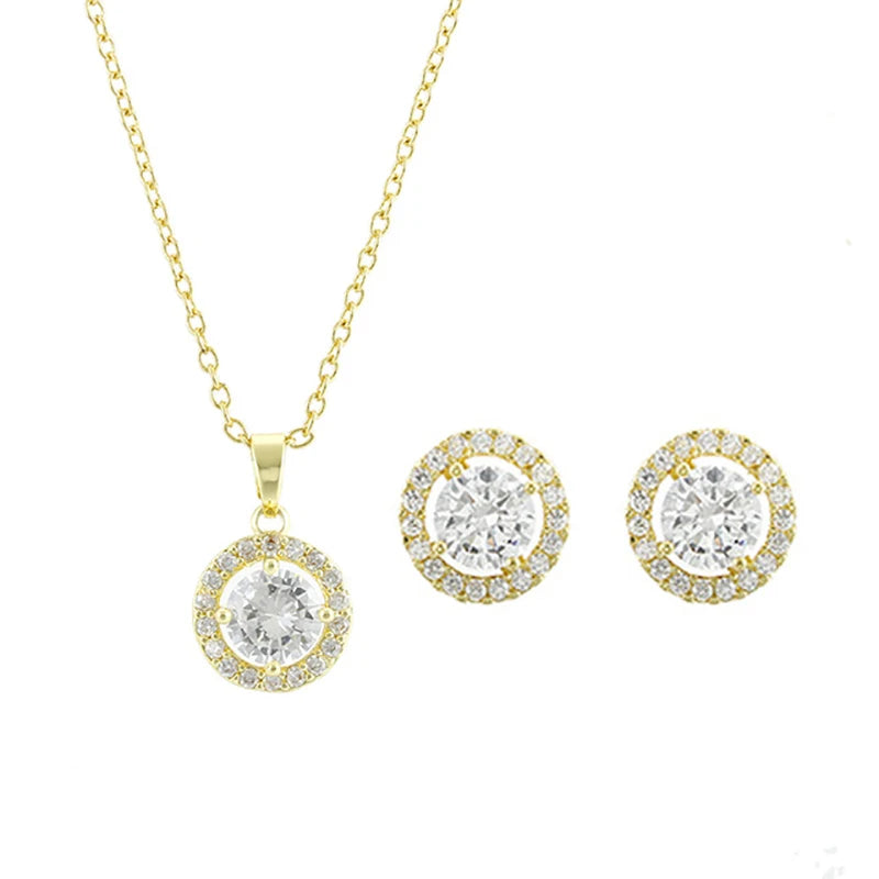 Nigerian Water Drop Cubic Zirconia Wedding Jewelry Sets Inlay Luxury Crystal Bridal Jewelry Set for Bridesmaids AS099