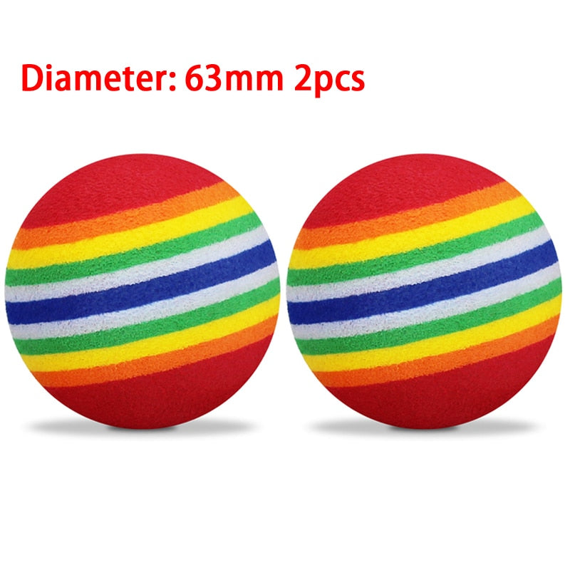 2pcs/Pack Diameter 63mm Big Golf Balls Cat Dog Puppy Pets Chew Ball Golf Practice Soft Rainbow Toys New Tennis Balls 9g/Pcs Golf
