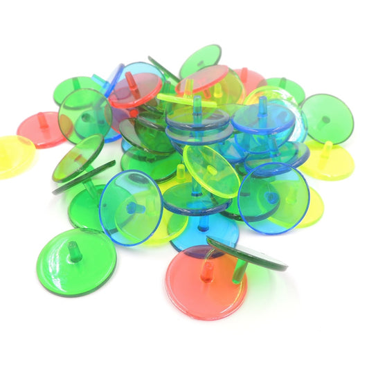 100pcs Golf Ball Marker Plastic Mark 24mm Flat Transparent Plastic Golf Ball Markers Assorted Colors Multicolor Golf Ball Mark