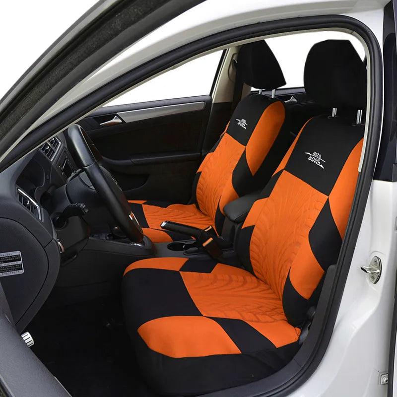 AUTOYOUTH Car Seat Covers Full Set Car Seat Protector Auto Seat Covers Polyester Fabric Universal Fits Most Cars Covers Orange