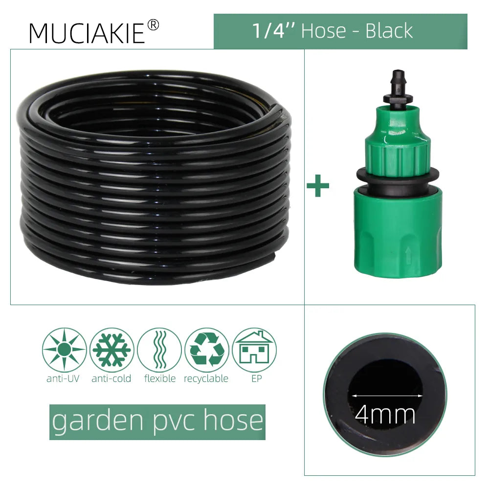 10/20/25/40 Meter 4/7mm Garden Water Hose With Quick Connector Micro Drip Misting Irrigation Tubing Pipe PVC Hose 1/4'' New Hose