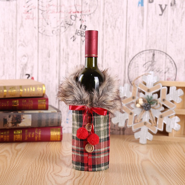 Christmas Wine Bottle Cover Merry Christmas Decor for Home 2023 Navidad Noel Christmas Ornaments Xmas Happy New Year 2024