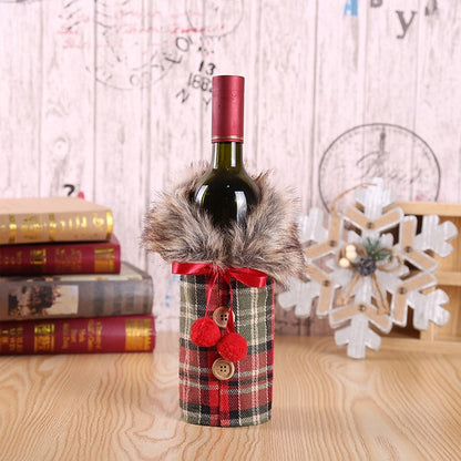 Christmas Wine Bottle Cover Merry Christmas Decor for Home 2023 Navidad Noel Christmas Ornaments Xmas Happy New Year 2024