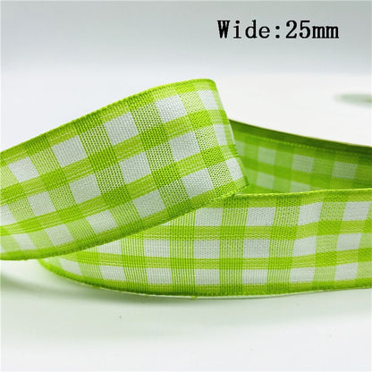 5yards/Lot 25mm Plaid Ribbon Christmas Decor Ribbon for Handmade Design Christmas Decoration DIY