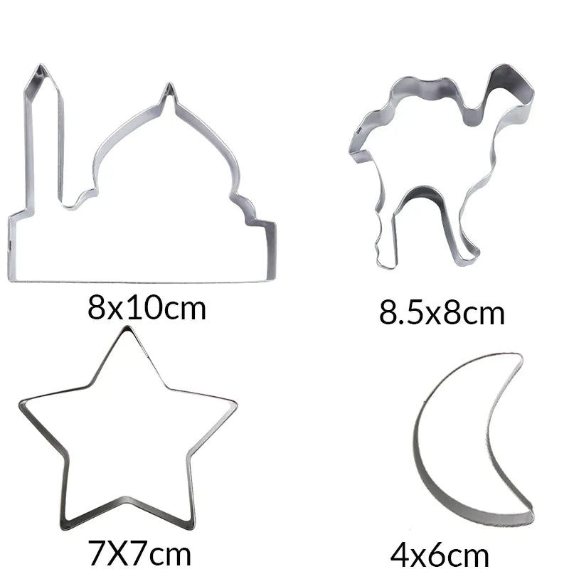 EID MUBARAK Moon Star Biscuit Mold Cookie Cutters Set Wooden EID Light Hanging Ramadan Mubarak Ramadan Kareem Party Home Decor
