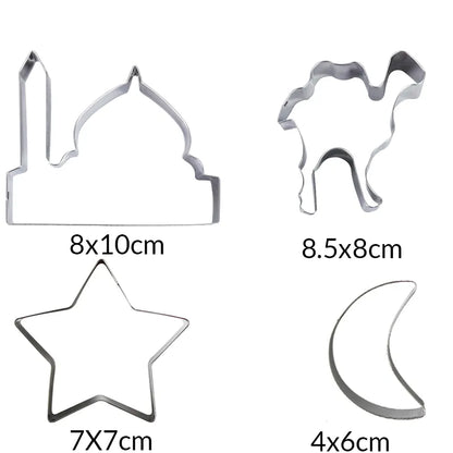 EID MUBARAK Moon Star Biscuit Mold Cookie Cutters Set Wooden EID Light Hanging Ramadan Mubarak Ramadan Kareem Party Home Decor