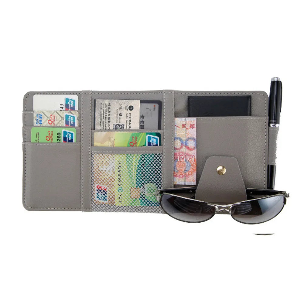 Car Styling Visor Organizer Auto Sun Visor Storage Pouch Car Organizer Sunglasses Holder Card Organizer Ticket Pocket Pen Holder