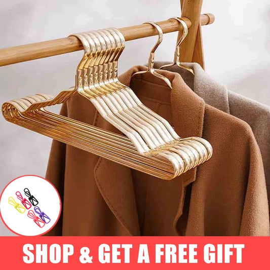 10Pcs Clothing Hangers Metal Clothes Hngers Anti-Slip Aluminium Alloy Drying Rac