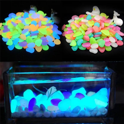 10pcs/Lot Luminous Pebbles Rocks Garden Ornaments Stone Glow in the Dark GardenFor Walkways Fish Tank Decorations