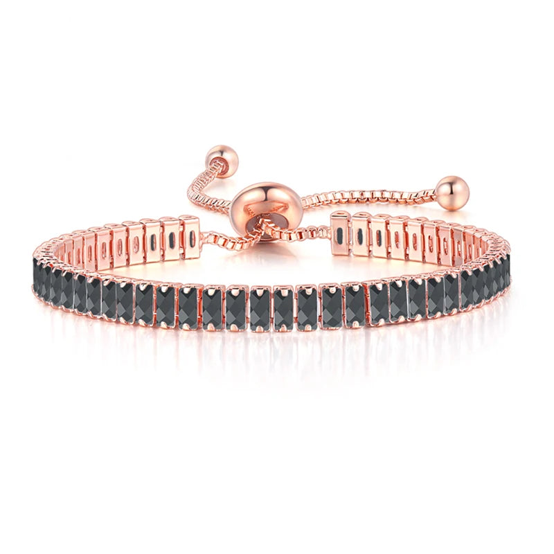 ZHOUYANG Tennis Bracelet for Woman Trendy Simple Adjustable Rose White Gold Color Bracelets Fashion Jewelry DZH009