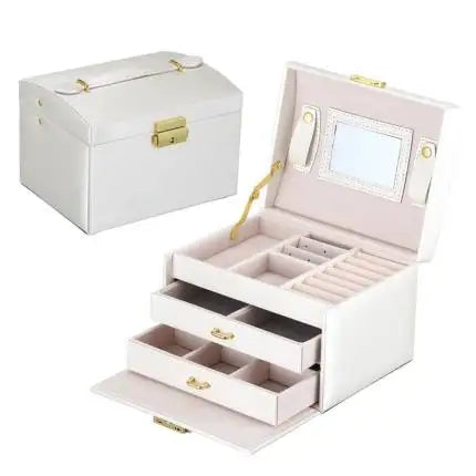 Jewelry Organizer Large Jewelry Box High Capacity Jewelry Casket Makeup Storage Makeup Organizer Leather Beauty Travel Box