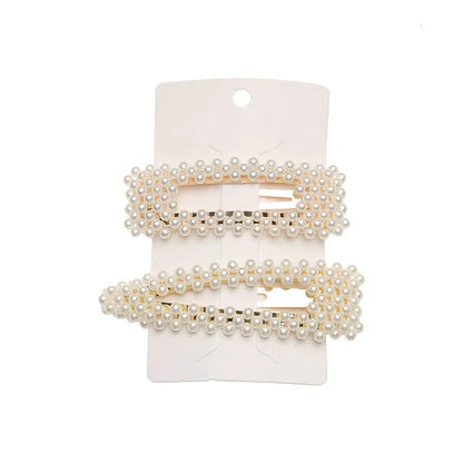 5Pcs/Set Pearl Hair Clip Snap Button Hair Pins for Women Sweet Pearl Hairpin Hair Clips Jewelry Lady Barrette Stick