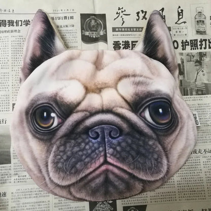 Newest 2024 3D Printed Dog Cat Face Car Headrest Neck Rest Auto Neck Safety Cushion Car Neck Support Headrest Without Filler