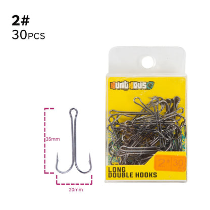 Hunthouse 2020 New Fishing Hooks Double Hook Long High Carbon Steel Fishing Tackle Different Sizes Equiped With Soft Lure