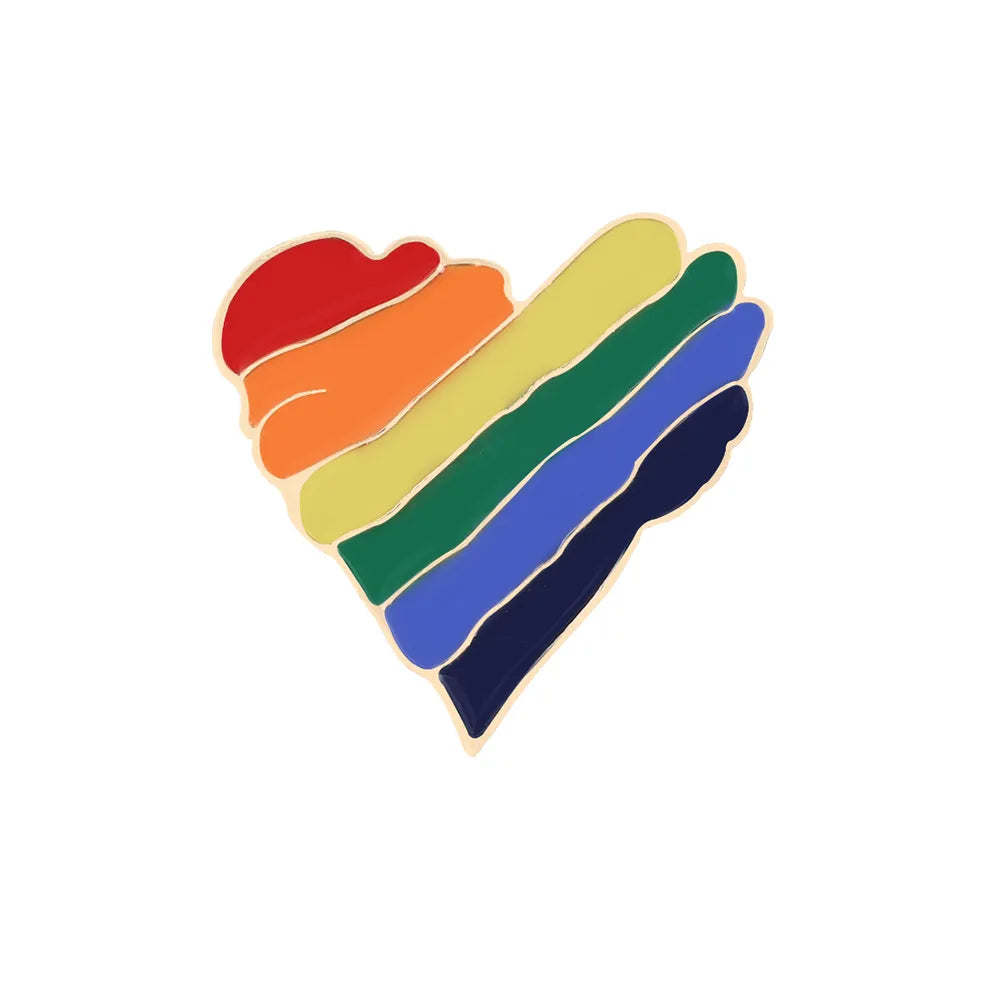 9 Style LGBT Design Rainbow Creative Heart Yeh Finger Pin Brooch Metal Pins Badge Denim Enamel Lapel Jewelry Women