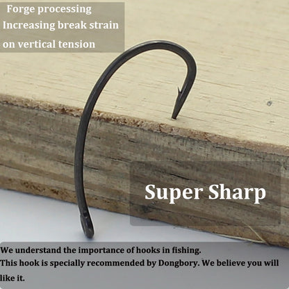 10PCS Carp Fishing Hook PTFE Coating Carp Hooks High Carbon Steel Matte Black With Micro Barb Barbed Hook Fit for Competition