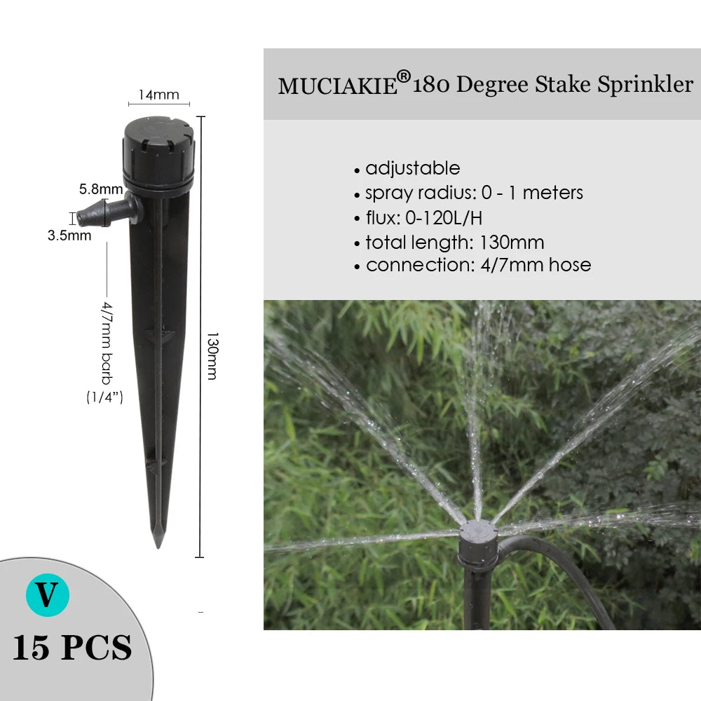 MUCIAKIE Variety Style Adjustable Irrigation Sprinkler Garden Emitters Stake Dripper Micro Spray Rotating Nozzle Watering Arrow