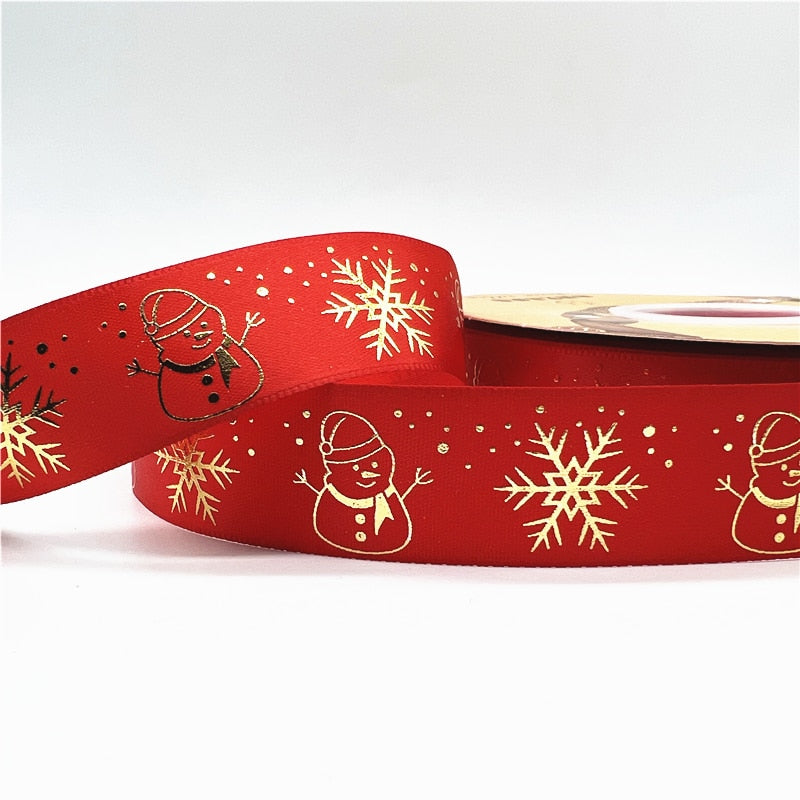 5yards 1inch 25mm Christmas Ribbon Printed Christmas Polyester Ribbon for Handmade Design Christmas Decoration DIY