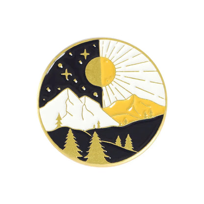 Outdoors Mountain Starry Night Enamel Pin Custom Wild Camping Hiking Brooches Bag Clothes Lapel Pin Adventure Badge Jewelry