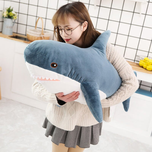 1pc 80/100cm Big Size Shark Plush Toy Soft Stuffed Speelgoed Animal Reading Pillow for Birthday for Children