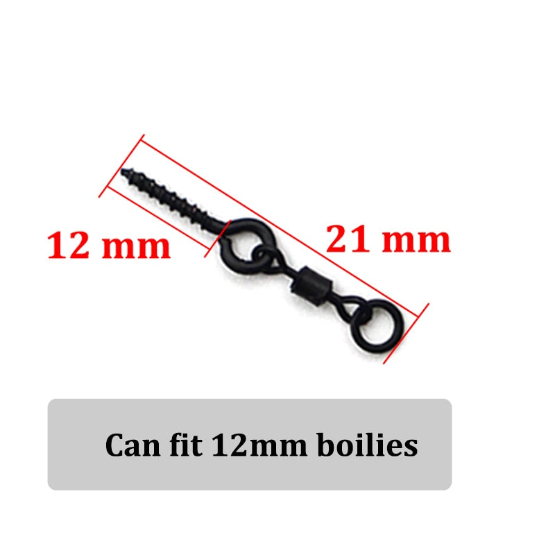 10PCS Boilie Screw With Mirco Ring Swivel for Ronnie Rig D-Rig Chod Rig Terminal Tackle Bait Holder Screw Carp Fishing Accessory