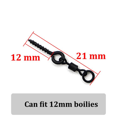 10PCS Boilie Screw With Mirco Ring Swivel for Ronnie Rig D-Rig Chod Rig Terminal Tackle Bait Holder Screw Carp Fishing Accessory