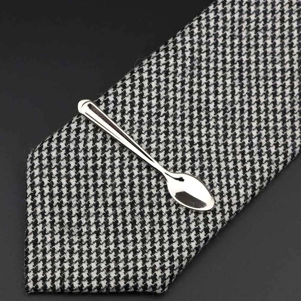 1 Piece Chrome Stainless Glasses Car Airplane Fork Spoon Shape Metal Tie Clip for Men Necktie Clips Pin for Mens
