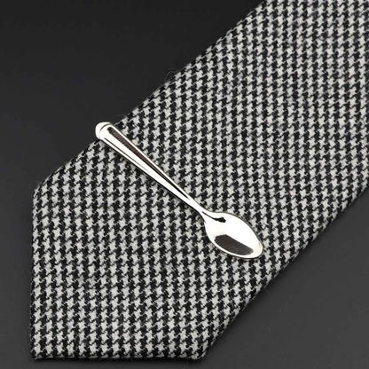 1 Piece Chrome Stainless Glasses Car Airplane Fork Spoon Shape Metal Tie Clip for Men Necktie Clips Pin for Mens